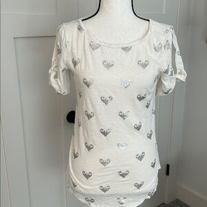 LOFT Cream Top with Silver Detail